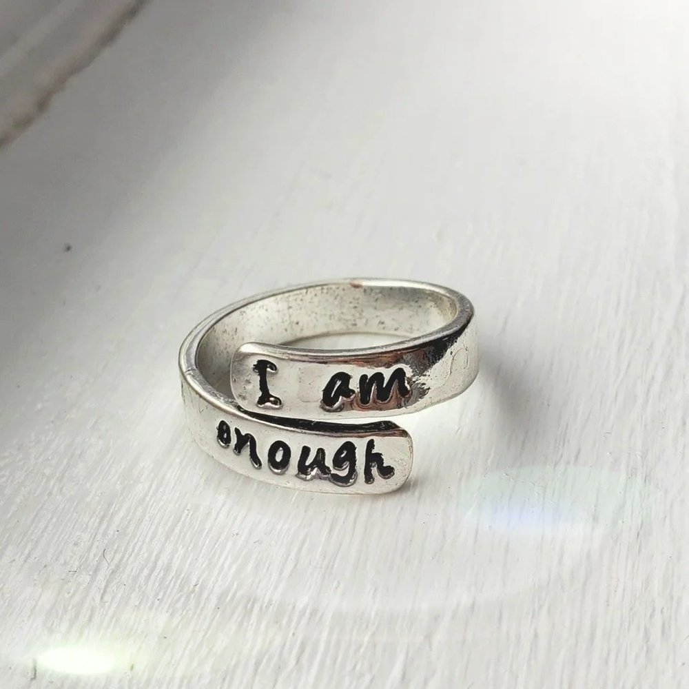"I am enough" Positive Affirmation Ring size 7